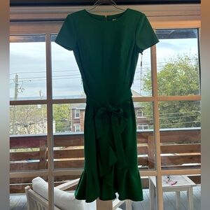 Emerald green, short sleeve, Calvin Klein tie waist dress